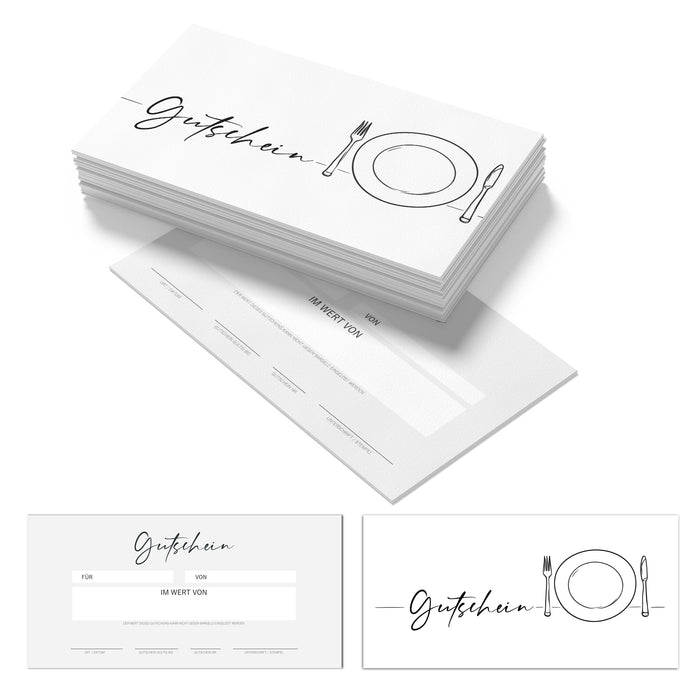 25 Geschenkgutscheine zum selber ausfüllen für die Gastro Dinner Restaurant