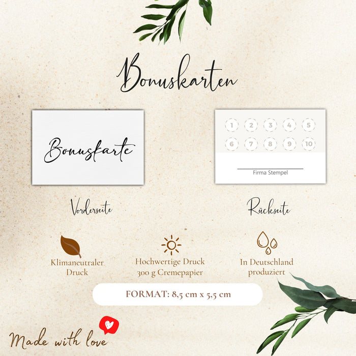 50 Bonuskarten | Stempelkarten für Nagelstudio | Friseur Massage Fußpflege Treuekarten