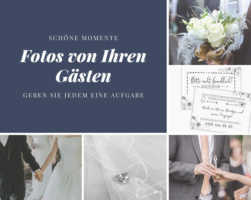 25er Set Fotoaufgabe Fotospiel Hochzeit | Geschenkidee Hochzeit