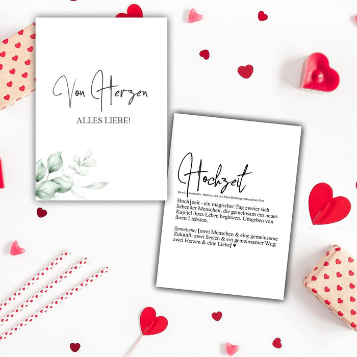 3er Set Hochzeitskarten Glückwunschkarten 300g Creme Papier