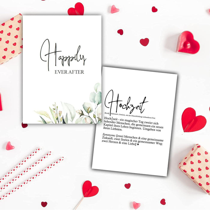 3er Set Hochzeitskarten Glückwunschkarten 300g Creme Papier