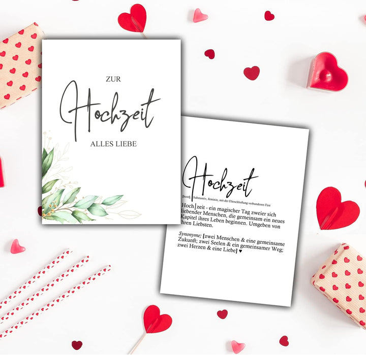 3er Set Hochzeitskarten Glückwunschkarten 300g Creme Papier