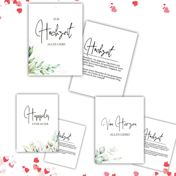 3er Set Hochzeitskarten Glückwunschkarten 300g Creme Papier