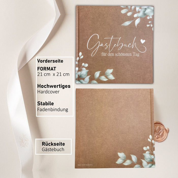 Hochzeit Gästebuch blanko Hardcover stabile Bindung Fadenheftung