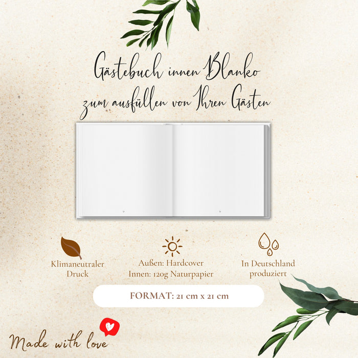 Hochzeit Gästebuch blanko Hardcover stabile Bindung Fadenheftung