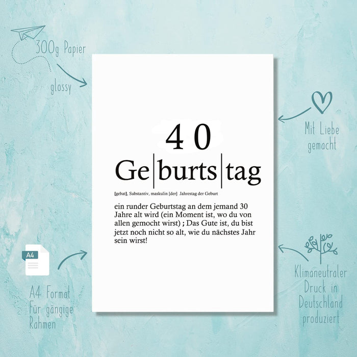 Perfekte Geschenkidee zum 40. Geburtstag für Frauen und Männer