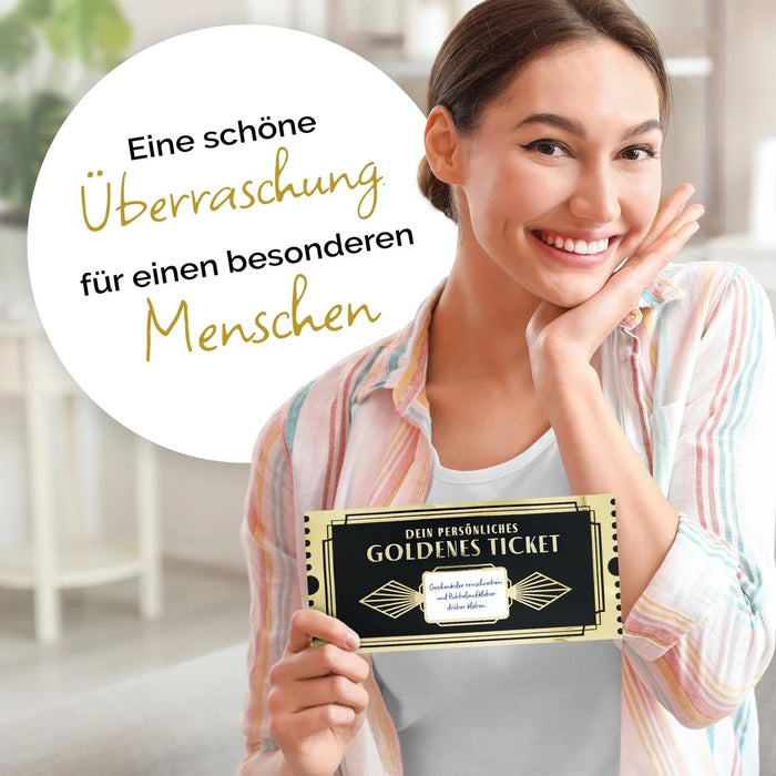 Gutschein zum selber ausfüllen mit Rubbelaufkleber Goldenes Ticket