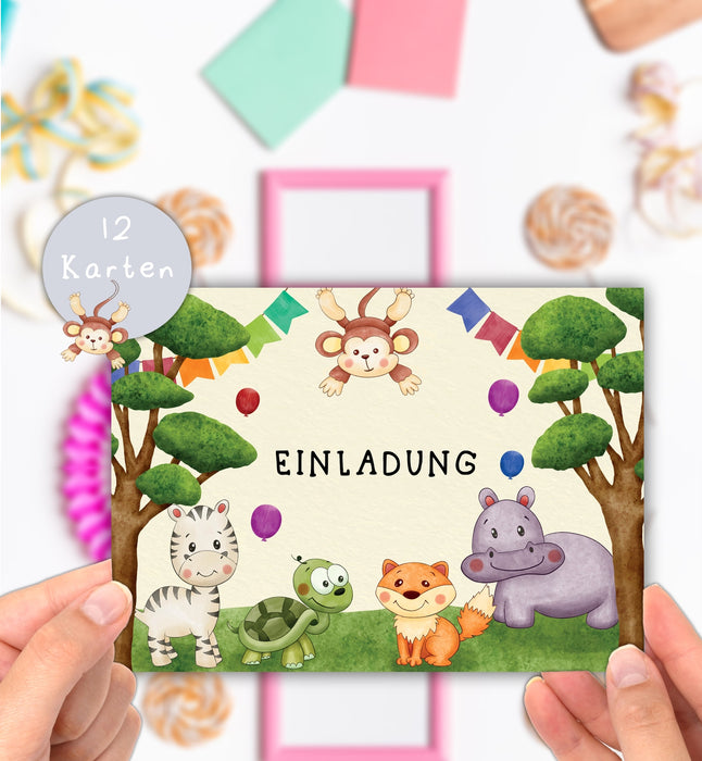 12 Einladungskarten zum Kindergeburtstag mit Schatzsuche Safari Einladung Kinder Geburtstagsfeier