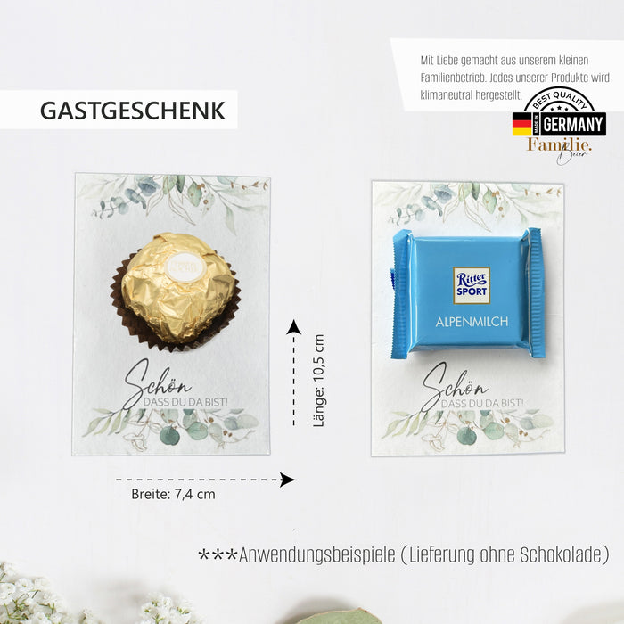 30 Tischkarten 15 Menükarten 30 Gastgeschenke zum selbst beschriften für Hochzeit