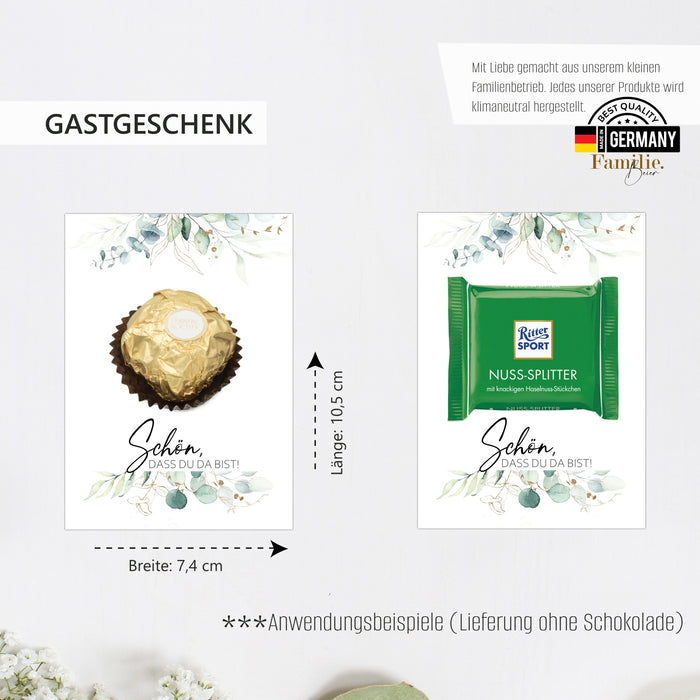 30 Tischkarten 15 Menükarten 30 Gastgeschenke zum selbst beschriften für Hochzeit