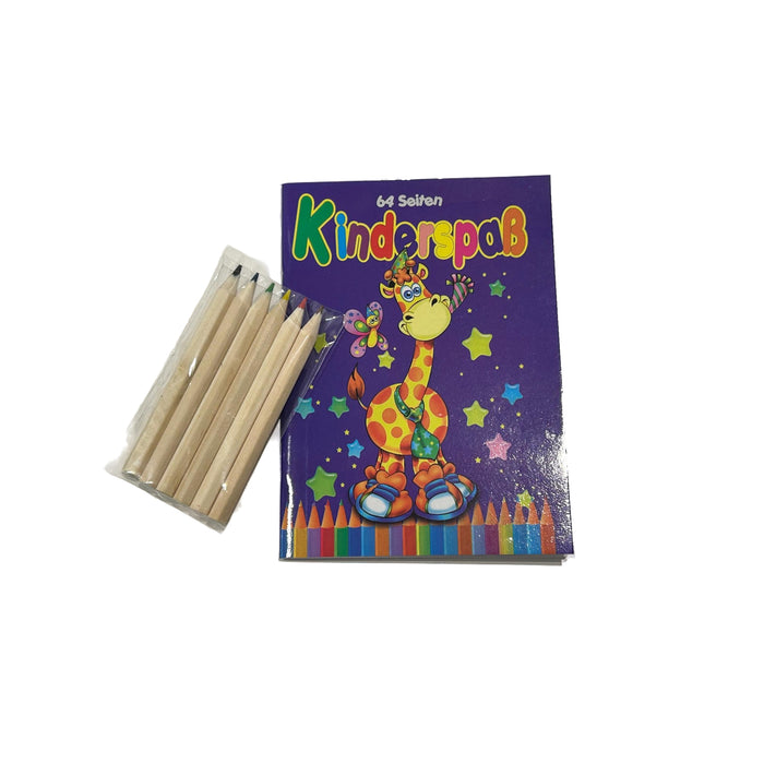 Kinder Malbuch mit 64 Seiten und 6 Buntstiften