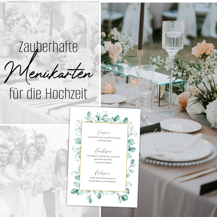 14 Menükarten Hochzeit DIN A5 Format