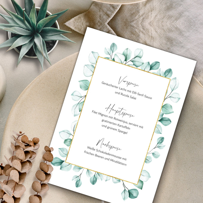 14 Menükarten Hochzeit DIN A5 Format