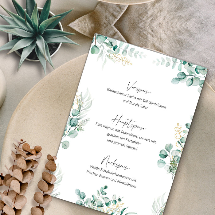 14 Menükarten Hochzeit DIN A5 Format