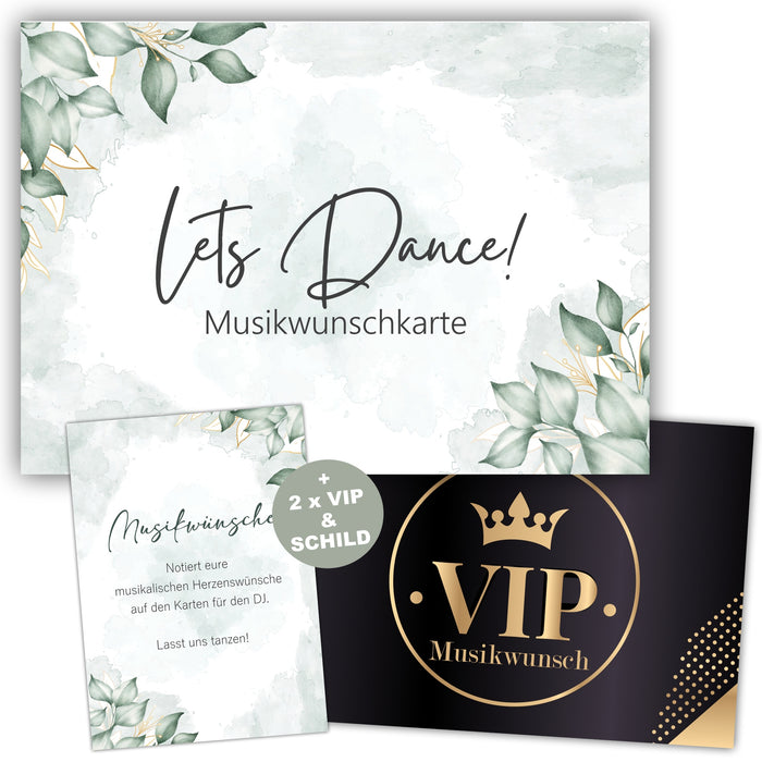 50 Musikwunschkarten inkl. VIP Karten + Motivationsschild