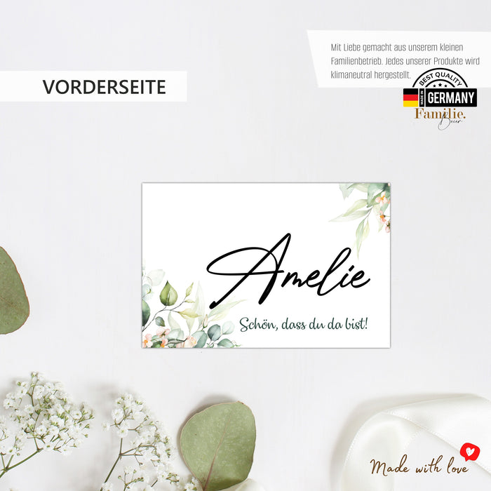 25 Tischkarten Hochzeit Namenskarten auf 300g Crempapier