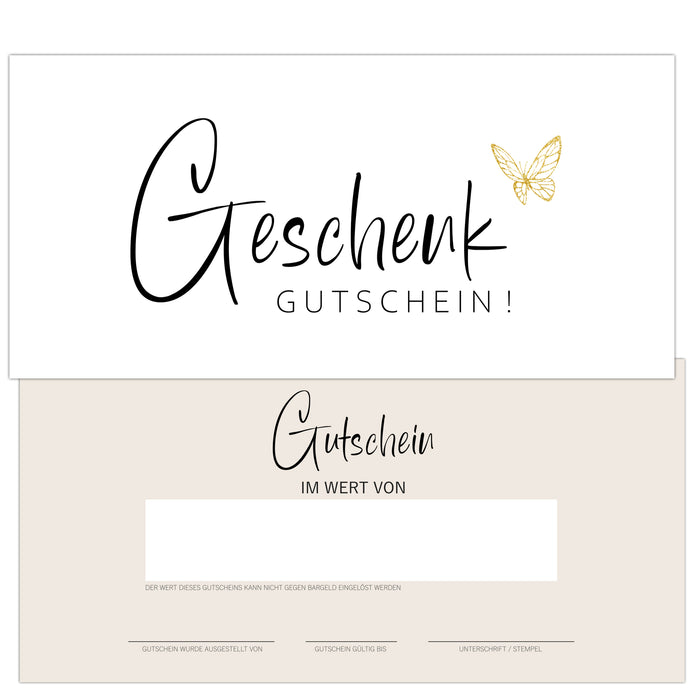 40 Blanko Gutscheine zum selber Ausfüllen mit Schmetterling
