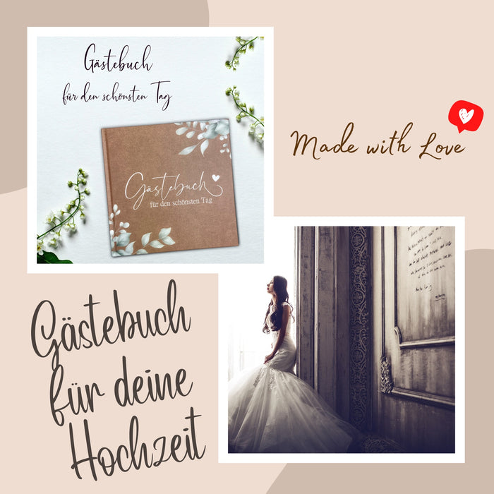 Hochzeit Gästebuch blanko Hardcover stabile Bindung Fadenheftung