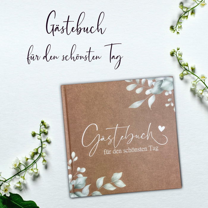 Hochzeit Gästebuch blanko Hardcover stabile Bindung Fadenheftung