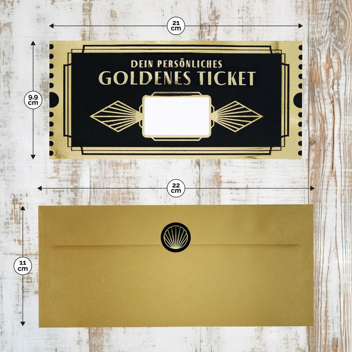 Gutschein zum selber ausfüllen mit Rubbelaufkleber Goldenes Ticket
