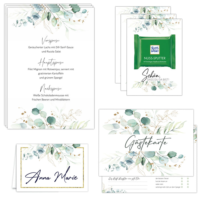30 Tischkarten 15 Menükarten 30 Gastgeschenke 30 Gästekarte für die Hochzeit
