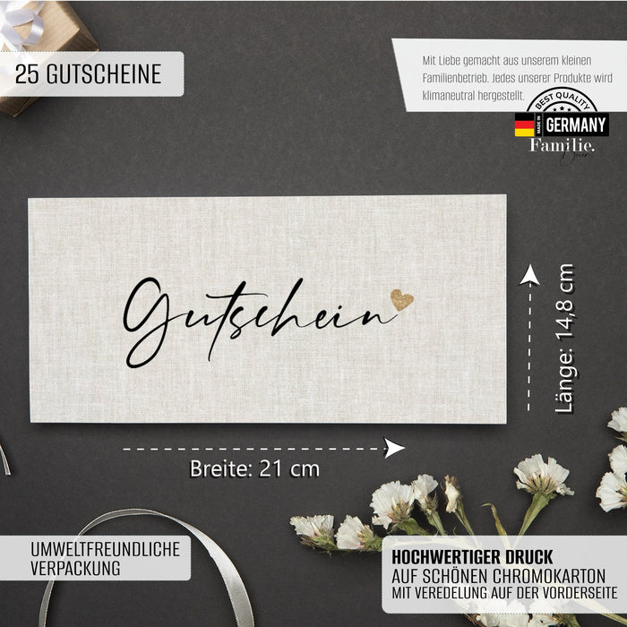 25 Blanko Gutscheine zum selber Ausfüllen