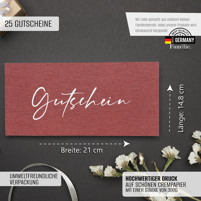 25 rote Gutscheine zum selber Ausfüllen