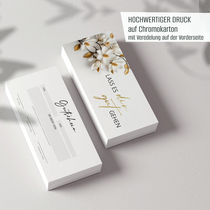 25 blanko Gutscheinkarten Gutscheine für Kosmetik Wellness Massage