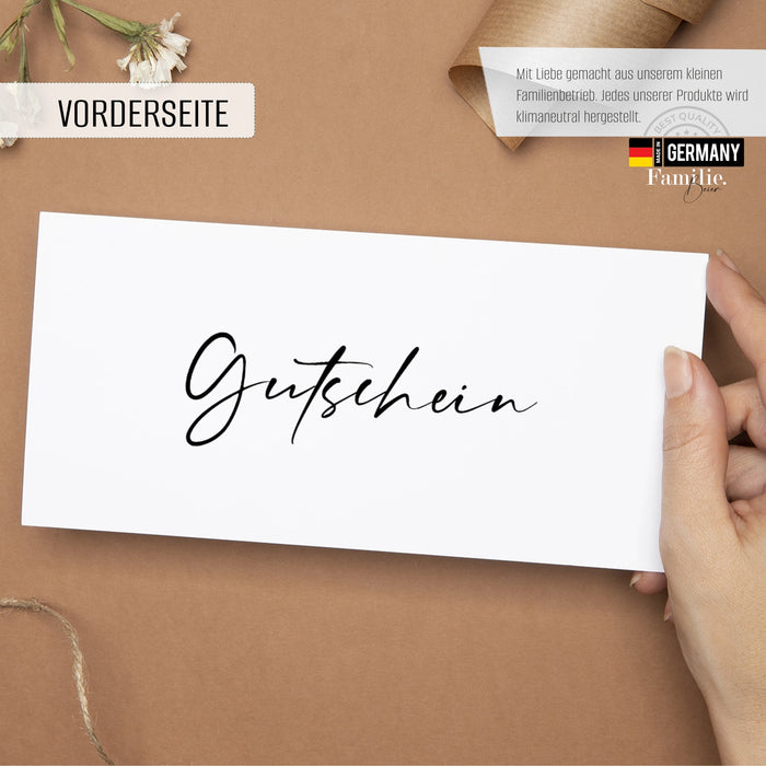 25 edle weiße Gutscheine zum selber Ausfüllen