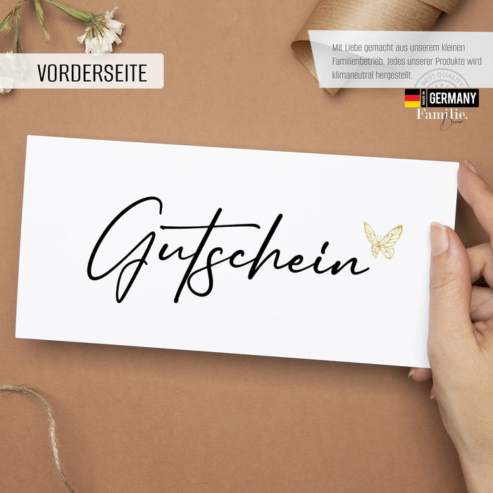 40 weiße Blanko Gutscheine zum selbst ausfüllen für die Kosmetik Friseur Yoga