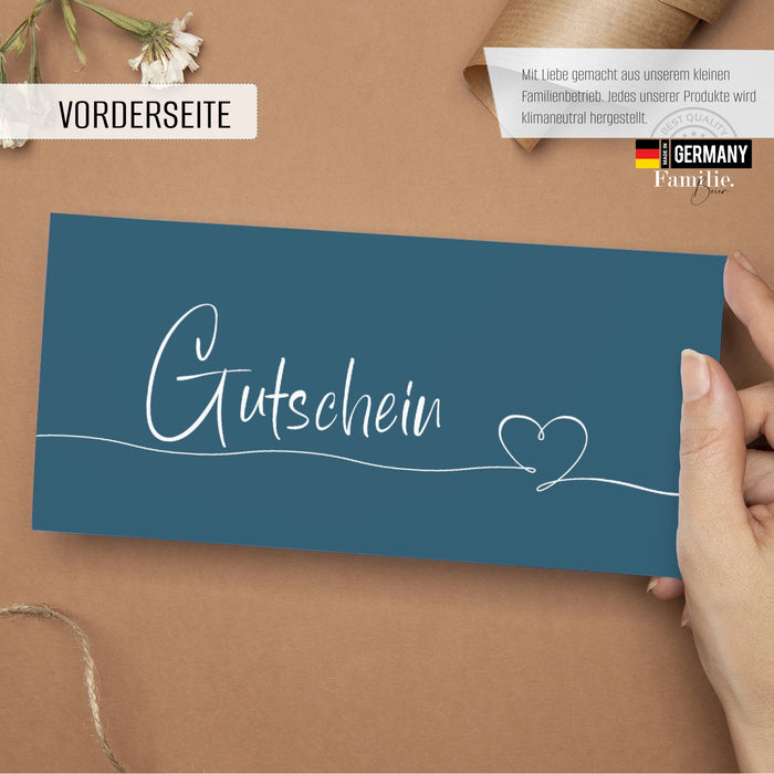 40 blaue Gutscheinkarten zum selber ausfüllen