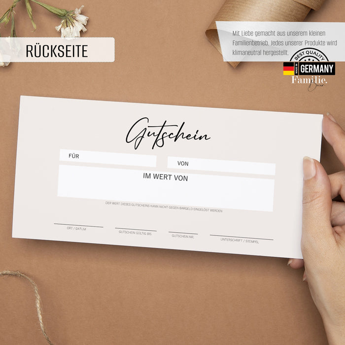 40 weiße Blanko Gutscheine zum selbst ausfüllen für die Kosmetik Friseur Yoga