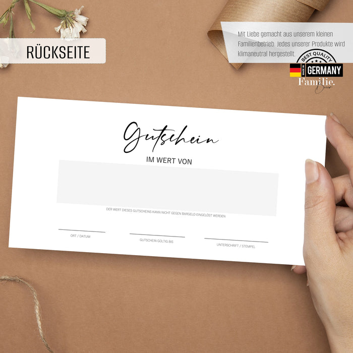 25 Blanko Gutscheine zum selbst ausfüllen