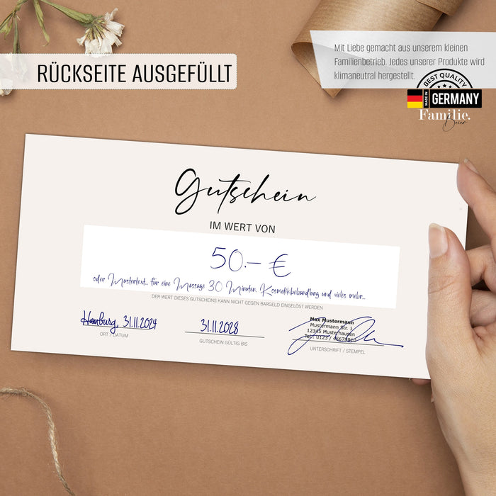 25 Blanko Geschenkgutscheine zum selbst ausfüllen