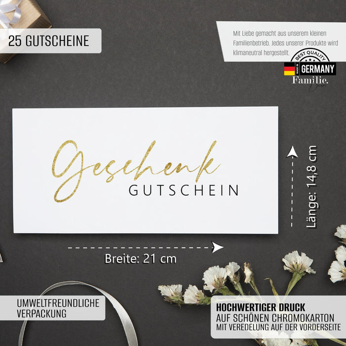 25 Blanko Geschenkgutscheine zum selbst ausfüllen