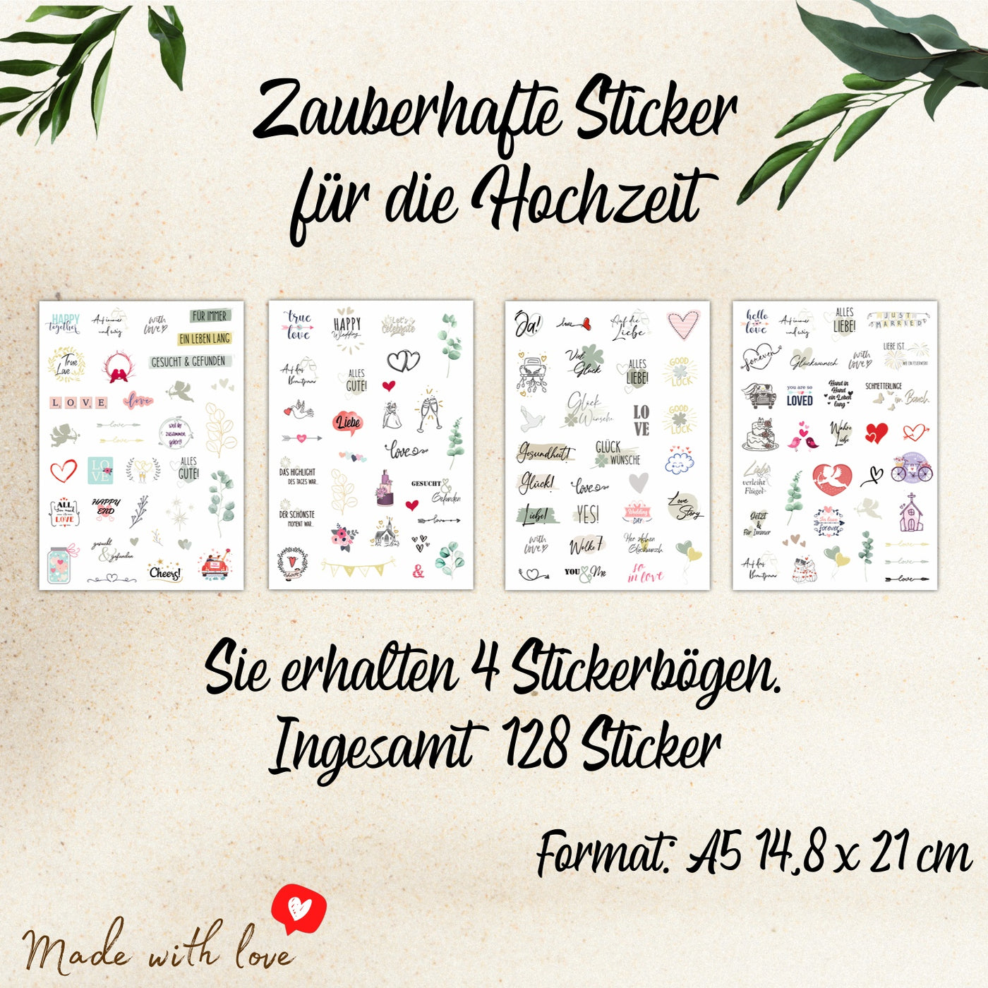 256 schöne Sticker Hochzeit für Gästebuch | Love Stickers für Scrapboo ...