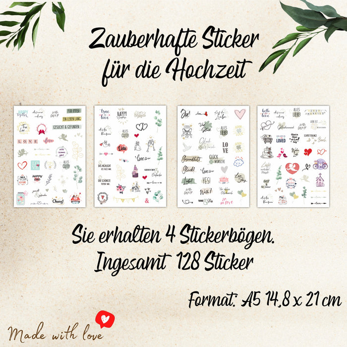 256 schöne Sticker Hochzeit für Gästebuch | Love Stickers für Scrapbook
