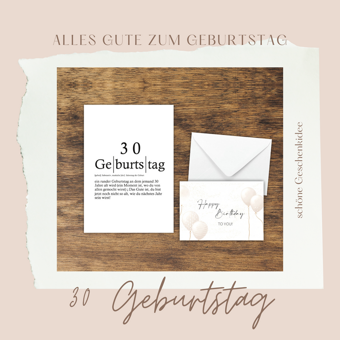 Perfekte Geschenkidee zum 30. Geburtstag für Frauen und Männer