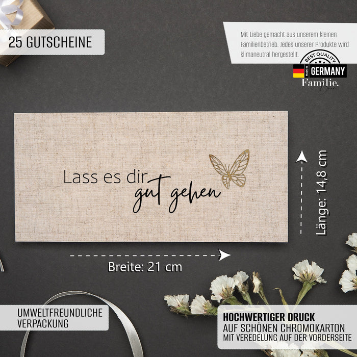 25 Blanko Gutscheine zum selber Ausfüllen mit Schmetterling
