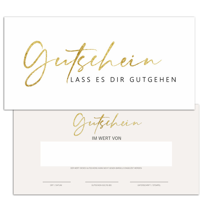 25 edle weiße Gutscheine zum selber Ausfüllen