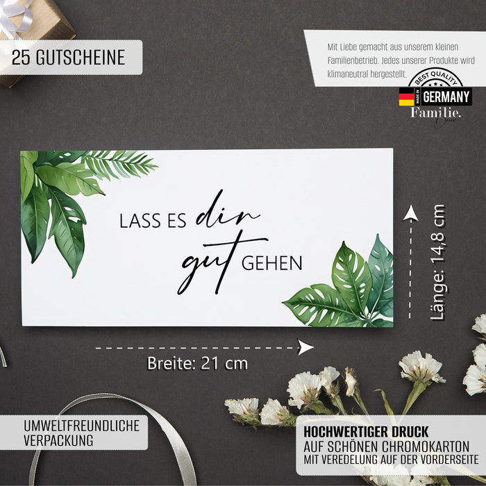 25 Blanko Gutscheinkarten zum selber Ausfüllen für Spa Wellness Massage