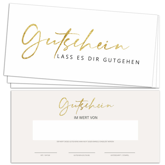 25 edle weiße Gutscheine zum selber Ausfüllen