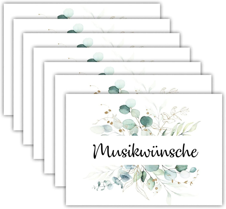 25 Musikwunschkarten | Partykarten DJ Karten | 300g Crempapier