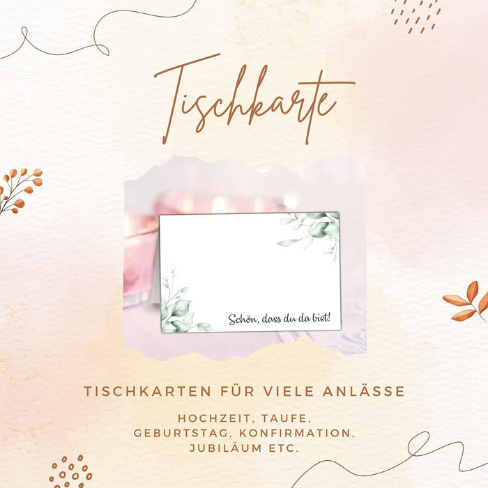 25 Tischkarten Hochzeit Namenskarten auf 300g Crempapier