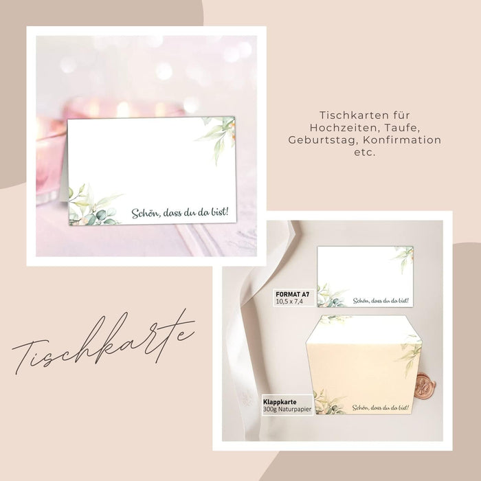 25 Tischkarten Hochzeit im Boho Style