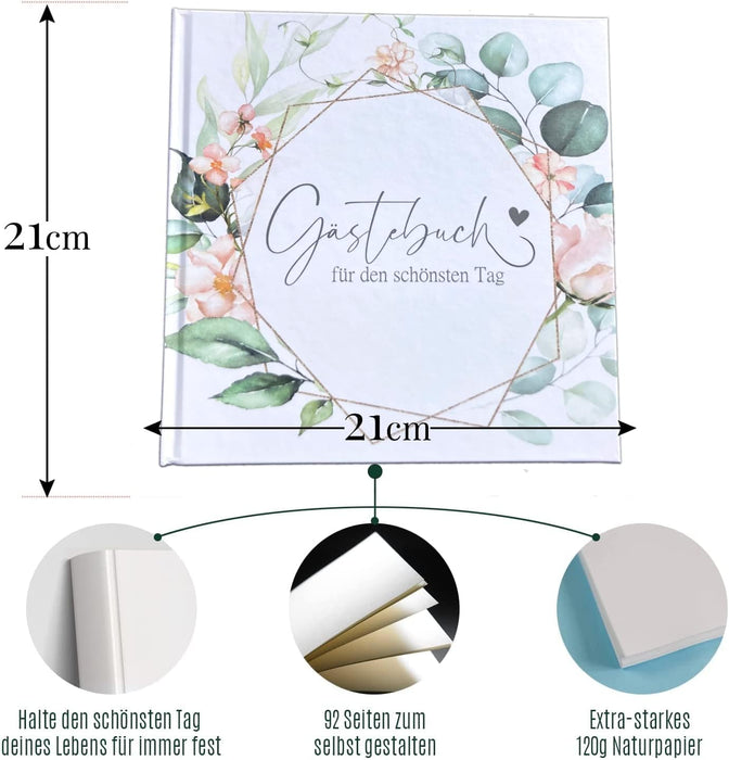 Hochzeit Gästebuch Hochzeit Fotobuch Hochzeitsbuch Gäste Hochzeiten Geschenk blanko Hardcover, stabile Bindung Fadenheftung Gästebuch Boho Hochzeit #D04