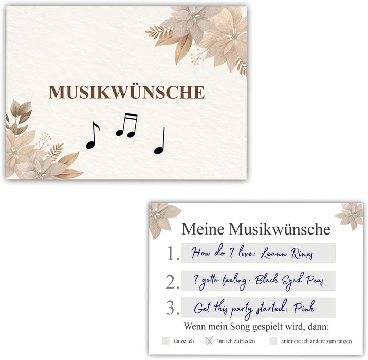 25 Musikwunschkarten Hochzeit Musikwunsch DJ Karten Musikwunschkarten Geburtstag Boho Musikwünsche Musikkarten Partykarten #G07