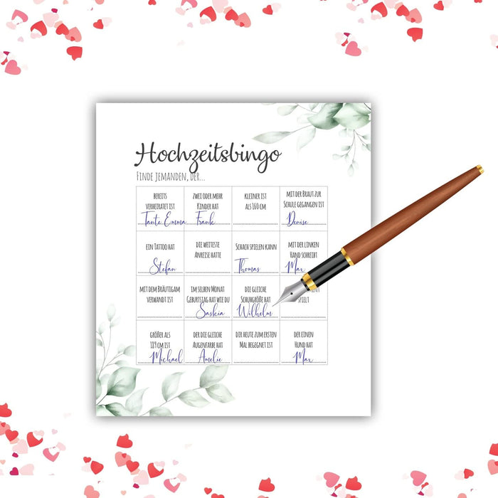 25 x Hochzeitsbingo Hochzeitsquiz Hochzeitsspiel