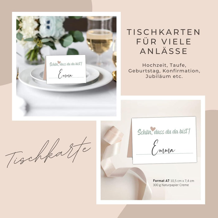 50 Tischkarten Hochzeit