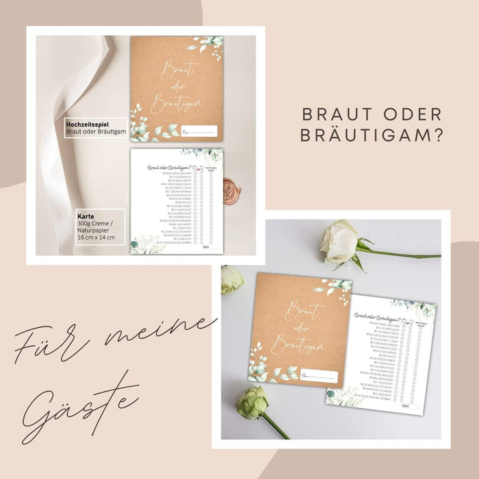 25 x Braut oder Bräutigam Hochzeitsquiz Hochzeitsspiel Hochzeitsspiele für Gäste Hochzeitsspiel Brautpaar Hochzeitsgeschenk Hochzeitsfeier Boho #H02